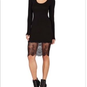 BCBG MAXAZRIA long sleeve dress, lace bottom, Sz L